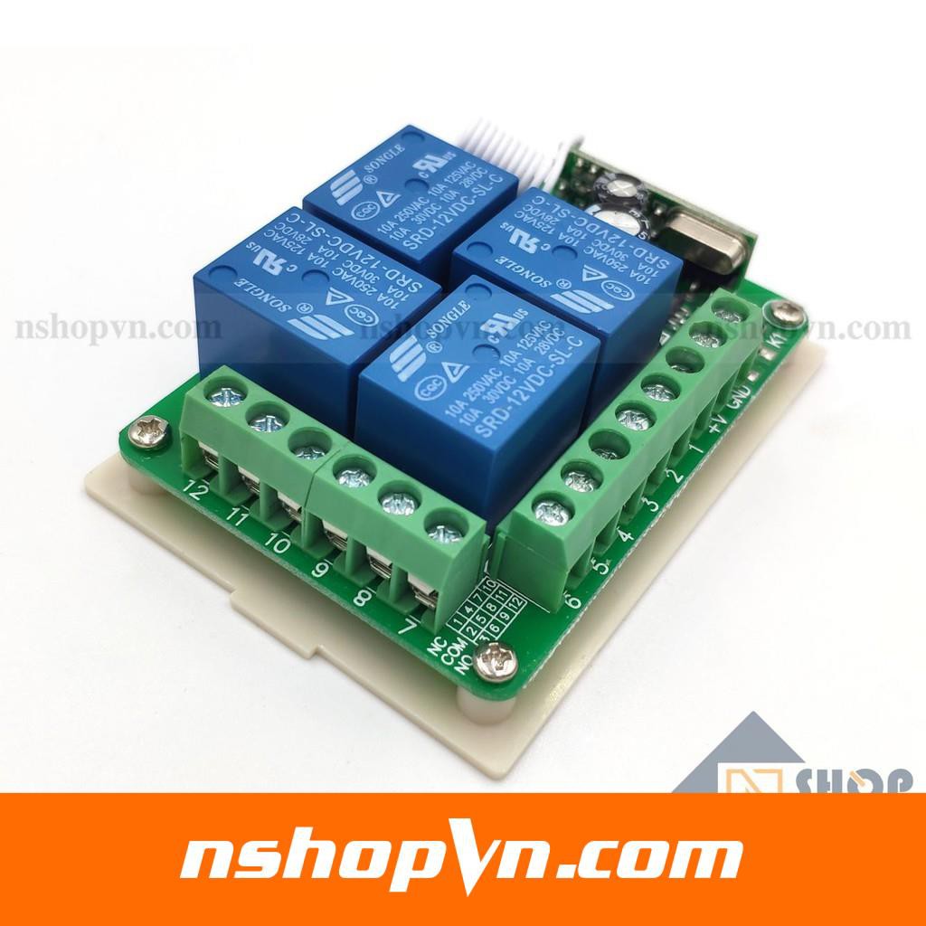 Bộ điều khiển RF 433Mhz 12VDC 4 kênh (Không kèm remote)