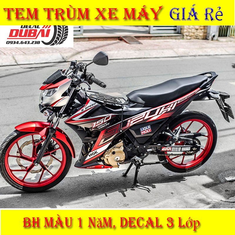 Tem Trùm Satria Raider Đen Đỏ Thể Thao Mẫu Mới