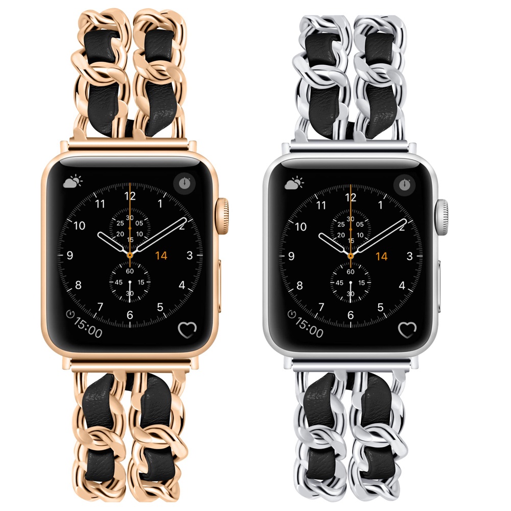 Dây Đeo Bằng Da Cho Đồng Hồ Thông Minh iWatch 7654321Dây Đeo Inox Thanh Lịch Cho Đồng Hồ Thông Minh iwatch