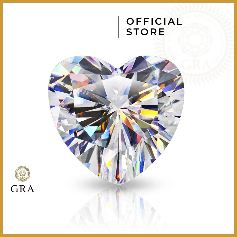 Kim cương nhân tạo Mỹ Moissanite, cắt giác Heart nước D độ sạch FL, thử bút lên vạch đỏ