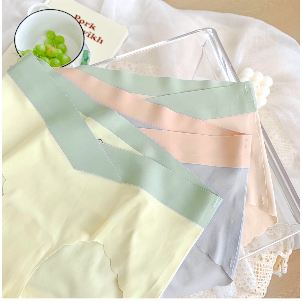 SET 4 QUẦN LÓT BẦU VÀ SAU SINH CẠP CHÉP VIỀN SÓNG KHÔNG ĐƯỜNG MAY CHẤT LỤA BĂNG KHÁNG KHUẨN CHO MẸ BẦU MANG THAI