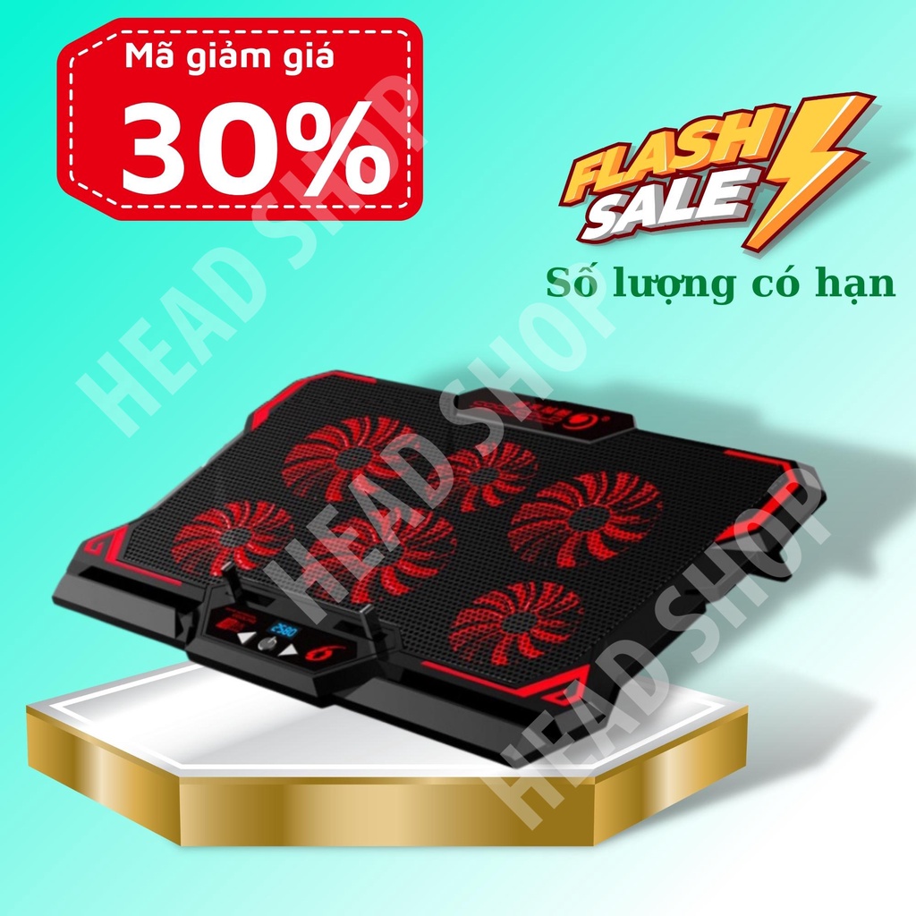 Đế tản nhiệt laptop COOL 6 2580RPM Màn hình điều khiển chống trượt làm mát nhanh quạt tản nhiệt gaming đèn led HEAD shop