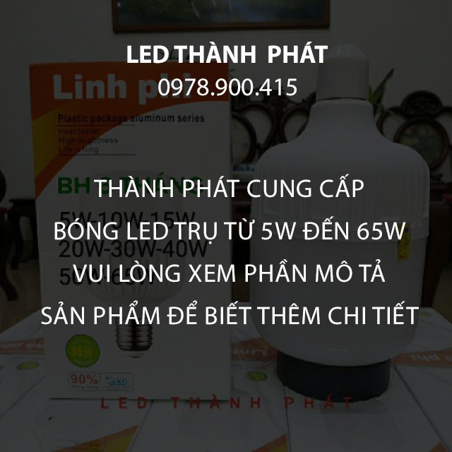 Bóng đèn LED BULB Trụ Linh Phi 40W siêu sáng tiết kiệm 80% điện