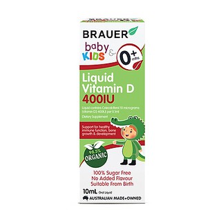 Vitamin D Brauer Baby & Kids Liquid Vitamin D 400IU cho trẻ sơ sinh và trẻ nhỏ (10 ml)