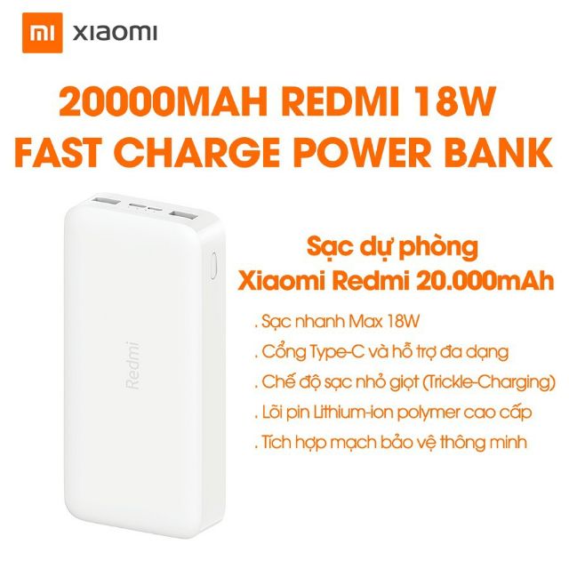 Pin sạc dự phòng Xiaomi Redmi 10000mah + 20000mAh 18W