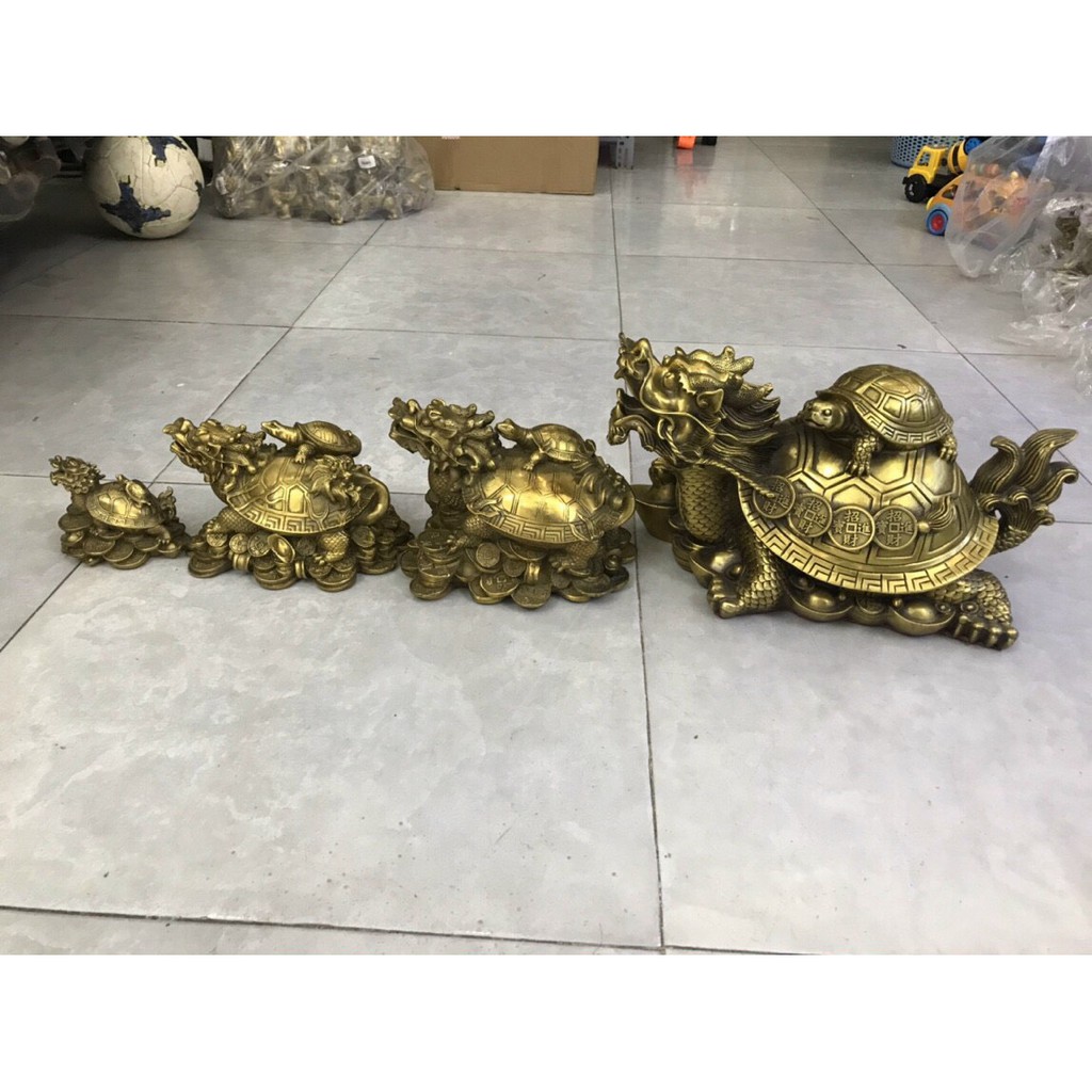 Long Quy rùa cõng con vật phẩm phong thuỷ bằng đồng