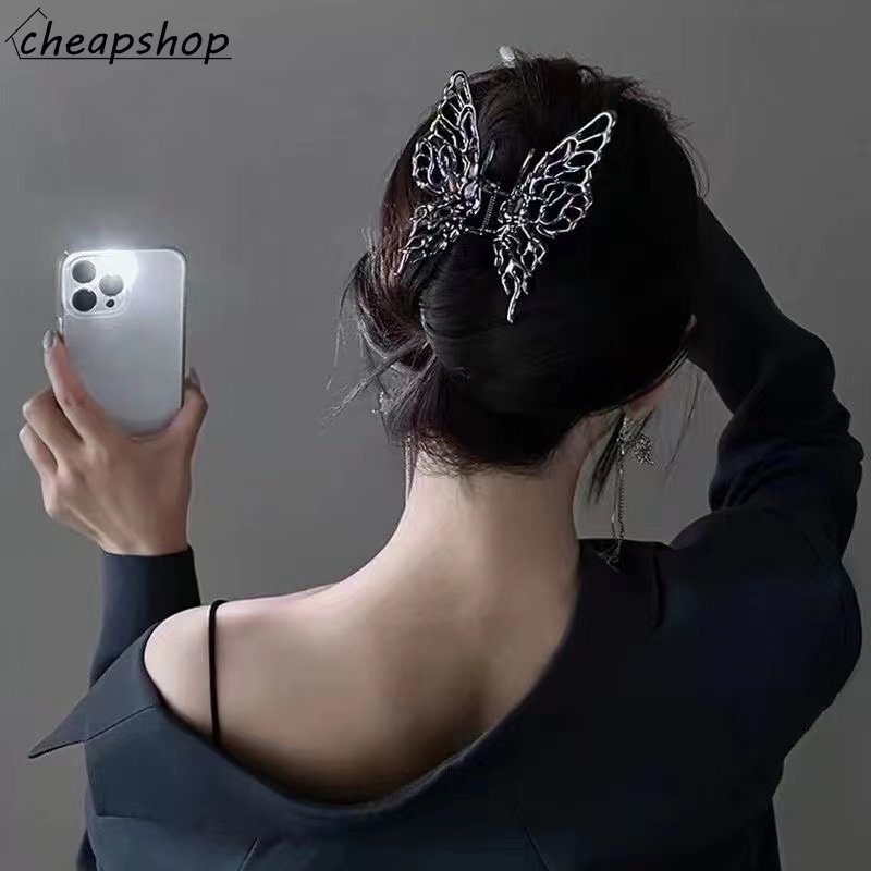 Kẹp tóc IF YOU hình bướm màu bạc phong cách Hàn Quốc cổ điển cho nữ