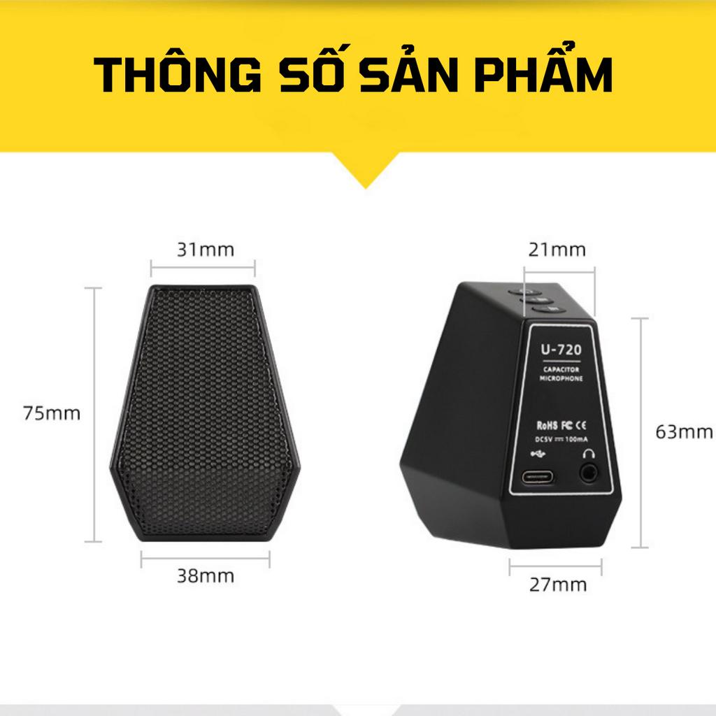 Micro Máy Tính Mic Thu Âm USB PC Gaming RGB U720