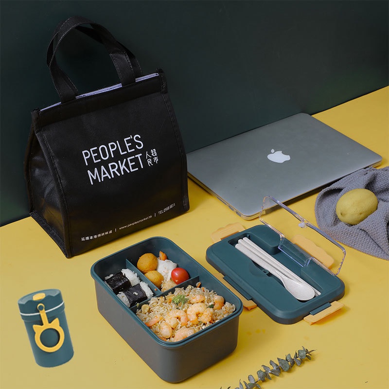 &lt;Video Review&gt; Hộp Đựng Cơm 3 Ngăn Hộp Cơm Giữ Nhiệt Ăn Trưa Văn Phòng Cà Mèn Tặng Thìa Đũa Sử Dụng Lò Vi Sóng U042