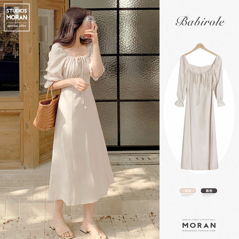 (ORDER) Váy MORAN cổ vuông tay phồng kiểu Pháp ngực rút dây thắt nơ nhẹ nhàng vintage sang trọng (NEW_HOT)