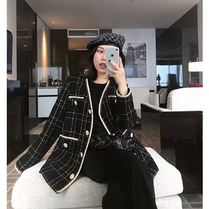 Áo Dạ Tweed Viền Thừng Cúc Ngọc - Áo Khoác Dạ Nữ Quảng Châu Mẫu Mới | BigBuy360 - bigbuy360.vn