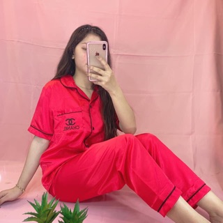 Đồ bộ mặc nhà phi lụa tay ngắn quần dài 12