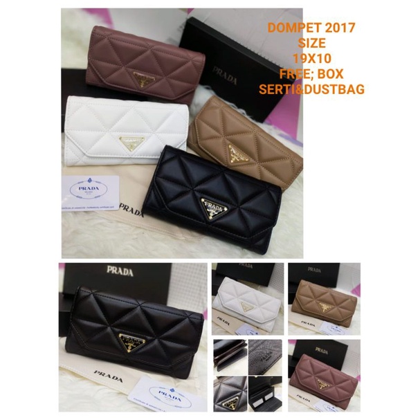 Ví Da Cừu PRADA Dáng Dài Ba Ngăn Thời Trang Sang Trọng