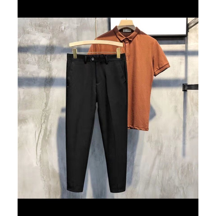 Quần ống rộng lưng thun co giãn màu sắc đơn giản cho nam