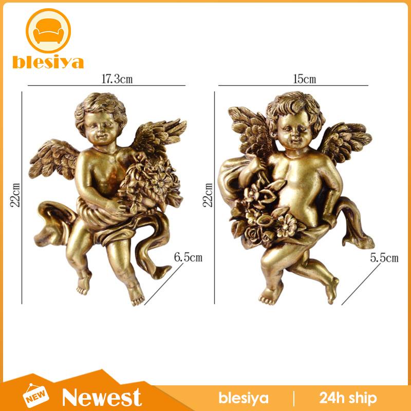 Bộ 2 Bức Tượng Thiên Thần Cherub Điêu Khắc Treo Tường Trang Trí Phòng Ăn