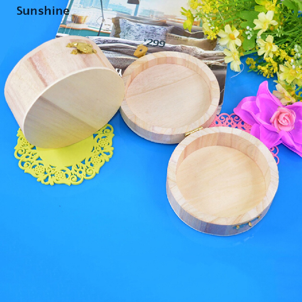 1 Hộp Quà Tặng Trang Sức Bằng Gỗ Hình Tròn