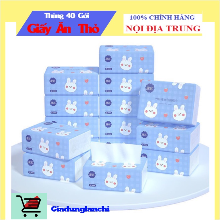 [FREESHIP ❤️] GIẤY ĂN RÚT HÌNH THỎ - GIẤY ĂN SIPAO NỘI ĐỊA TRUNG - GIẤY TRẮNG 40 GÓI/THÙNG - CHÍNH HIỆU