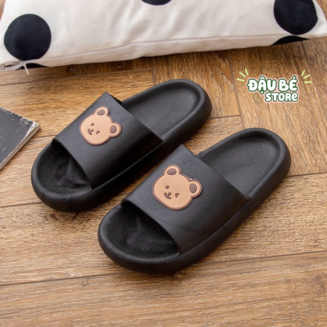 Dép Lê Nữ Đế Bánh Mì / Mỳ Hình Gấu Ulzzang Siêu Nhẹ -Dép Quai Ngang Nữ Thời Trang Nhẹ Êm Chống Trơn Trượt - Daube - D001