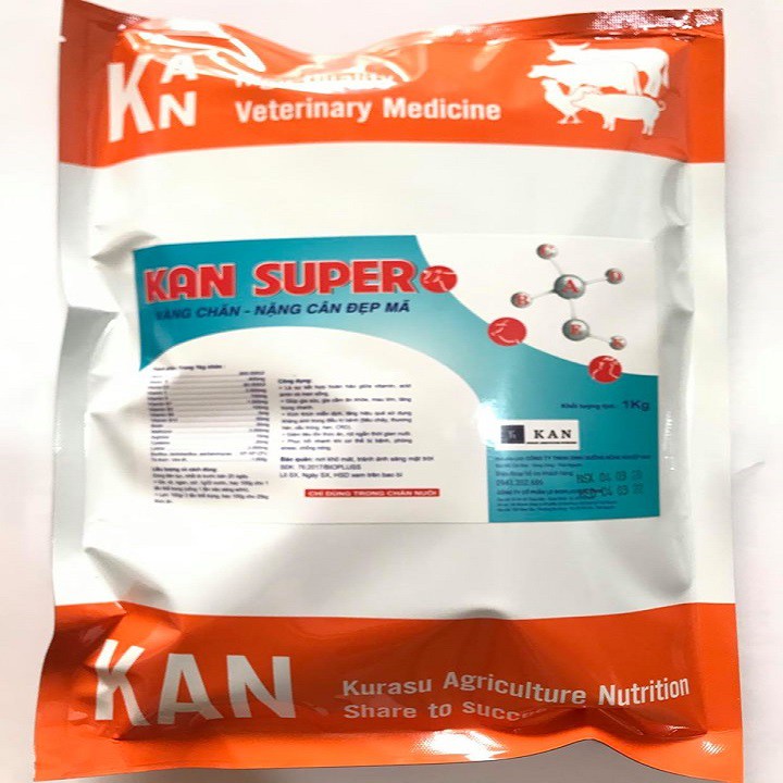 thuốc thú y siêu vỗ béo vàng chân nặng cân đẹp mã cho gia súc gia cầm gói 1kg