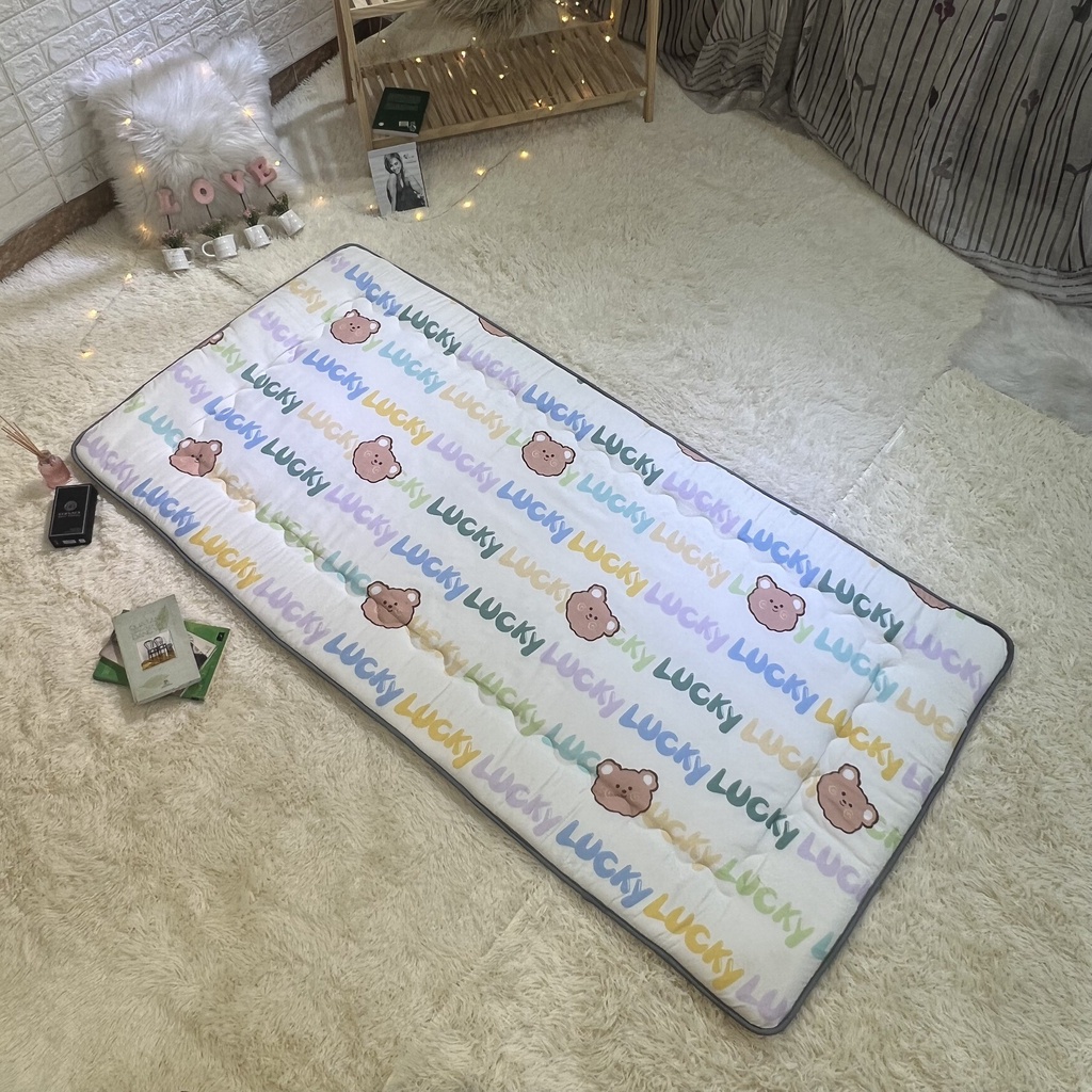 Đệm nằm cho bé đi học, nệm topper văn phòng, đi du lịch gấp gọn có túi sách tiện lợi kích thước 90x1m90