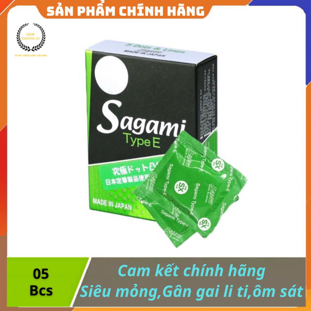 [ GIÁ SỈ ] - Bao cao su gân gai tăng kích thích khoái cảm mạnh, ôm sát thoải mái tự nhiên Sagami Type E - Hộp 5 chiếc