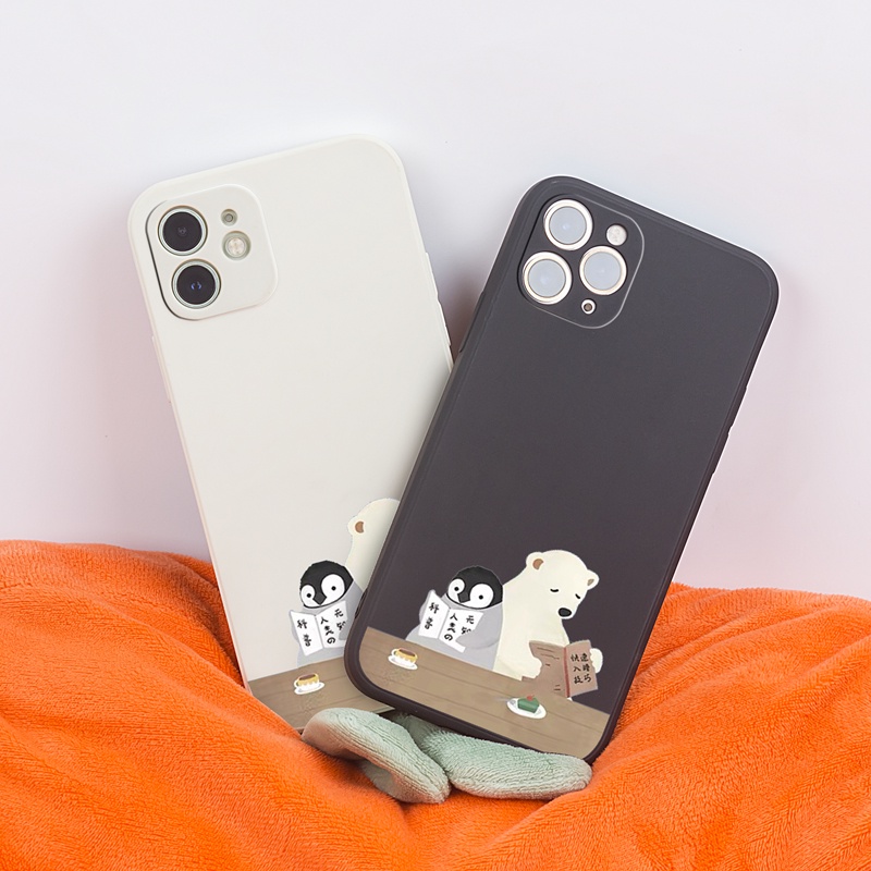Ốp lưng iphone Ốp điện thoại Suntaiho họa tiết chim cánh cụt và gấu thích hợp cho iPhone 13 12 11 Mini Pro X XR XS Max 7 8 Plus