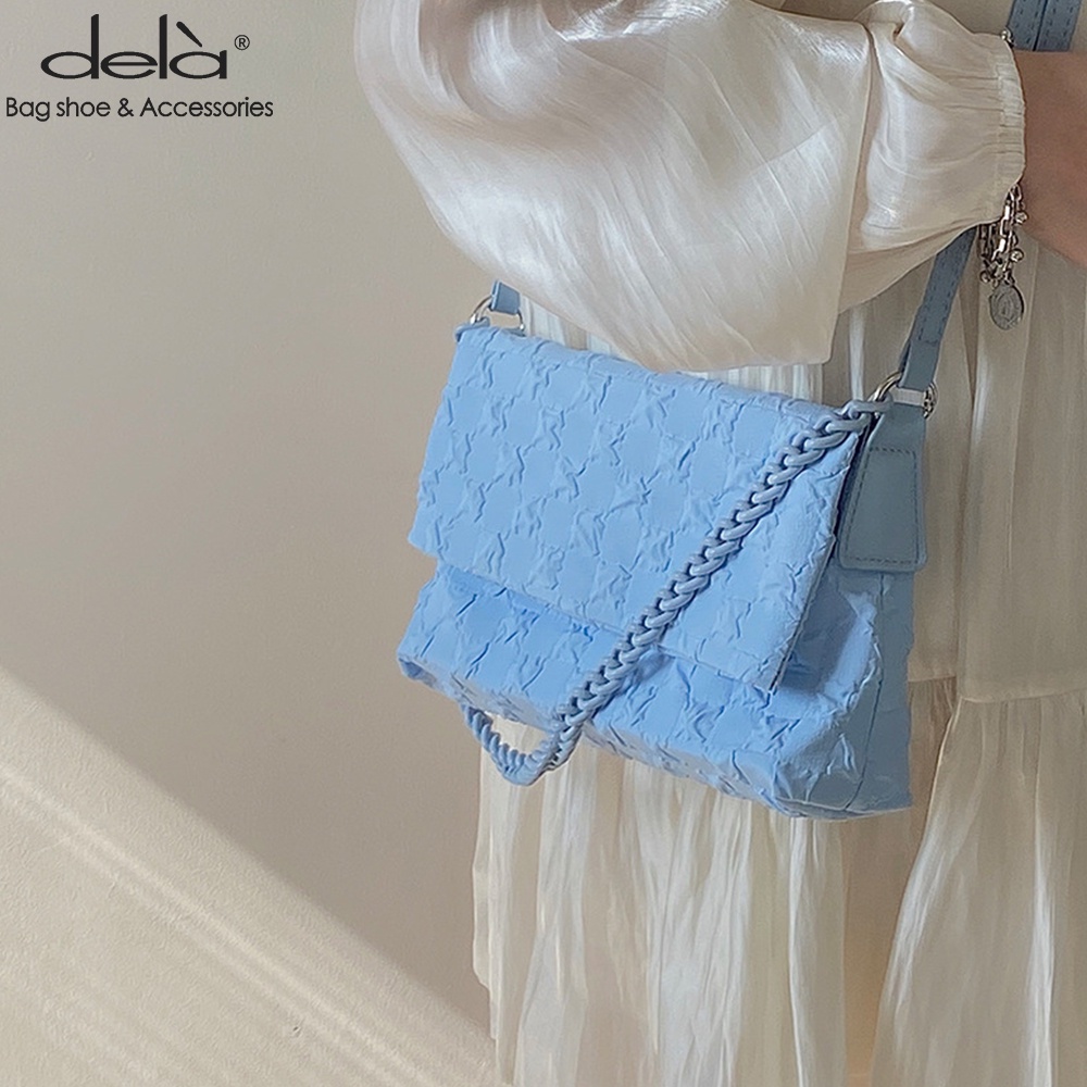 Dela Túi Đeo Chéo canvas Dây Xích Nắp Lật Thời Trang Hàn Quốc Mùa Hè