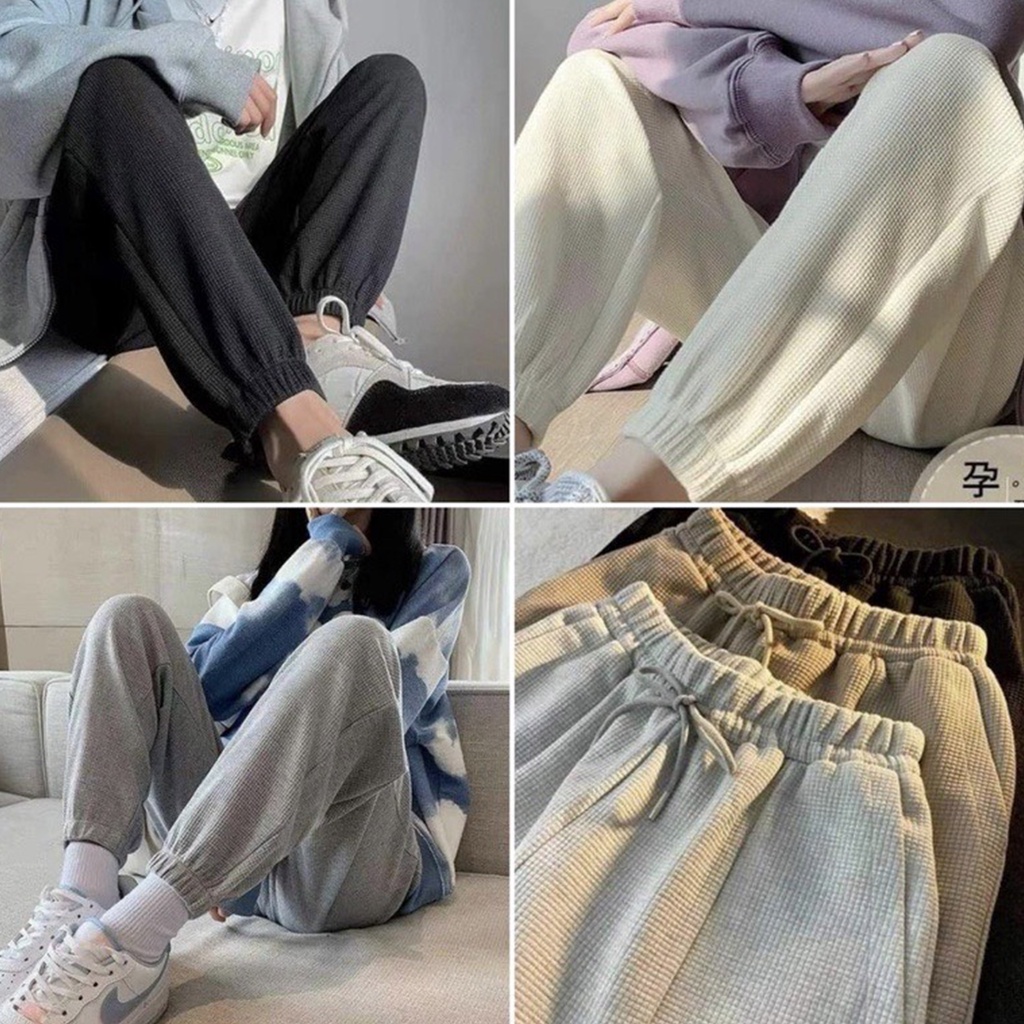 Quần jogger nữ dáng rộng chất liệu nỉ gân siêu xinh - DOMIU JO10