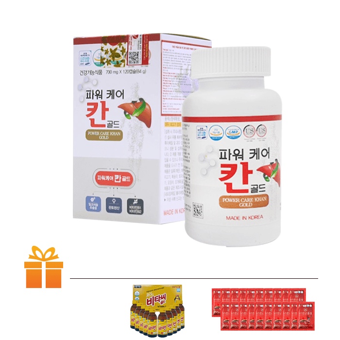 Thực phẩm bảo vệ sức khỏe bảo vệ gan POWER CARE KHAN GOLD Hộp 120 viên | TẶNG: 30 chai nước Vitamin C Gold 365X 100ml/ch