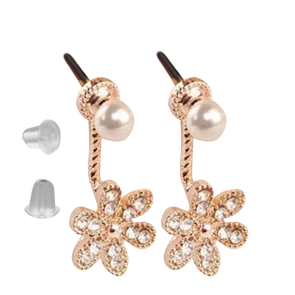 Hoa Tai Dáng Dài Hình Hoa Đính Đá Phối Ngọc Trai Thanh Lịch