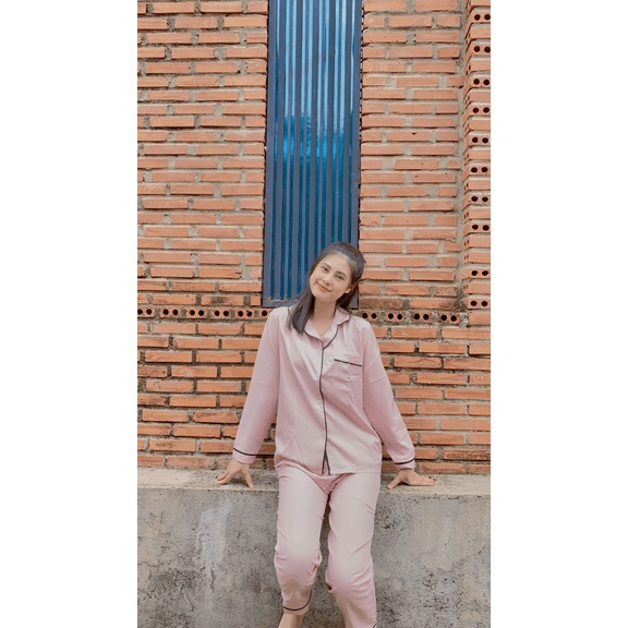 Đồ Bộ Nữ Tay Dài Mặc Nhà Pijama Chất Phi Lụa Không Nhăn Siêu Mịn - Ngọc Hân Fashion  - ĐĂNG QUANG FASHION