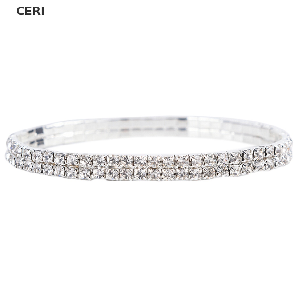 CE Multilayer Row Crystal Rhinestone Stretch Beach Anklet Chain Bracelet Jewelry RI
