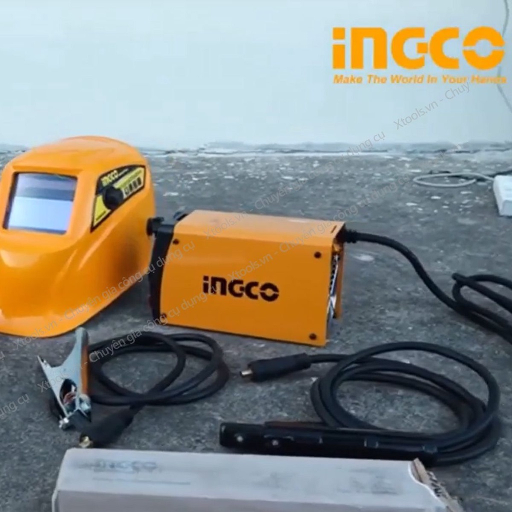 Máy hàn điện tử Inverter INGCO ING-MMA1602 máy hàn đa năng 15-160A tặng kèm 1 kềm hàn, 1 kềm max, 1 bản chải và mặt nạ