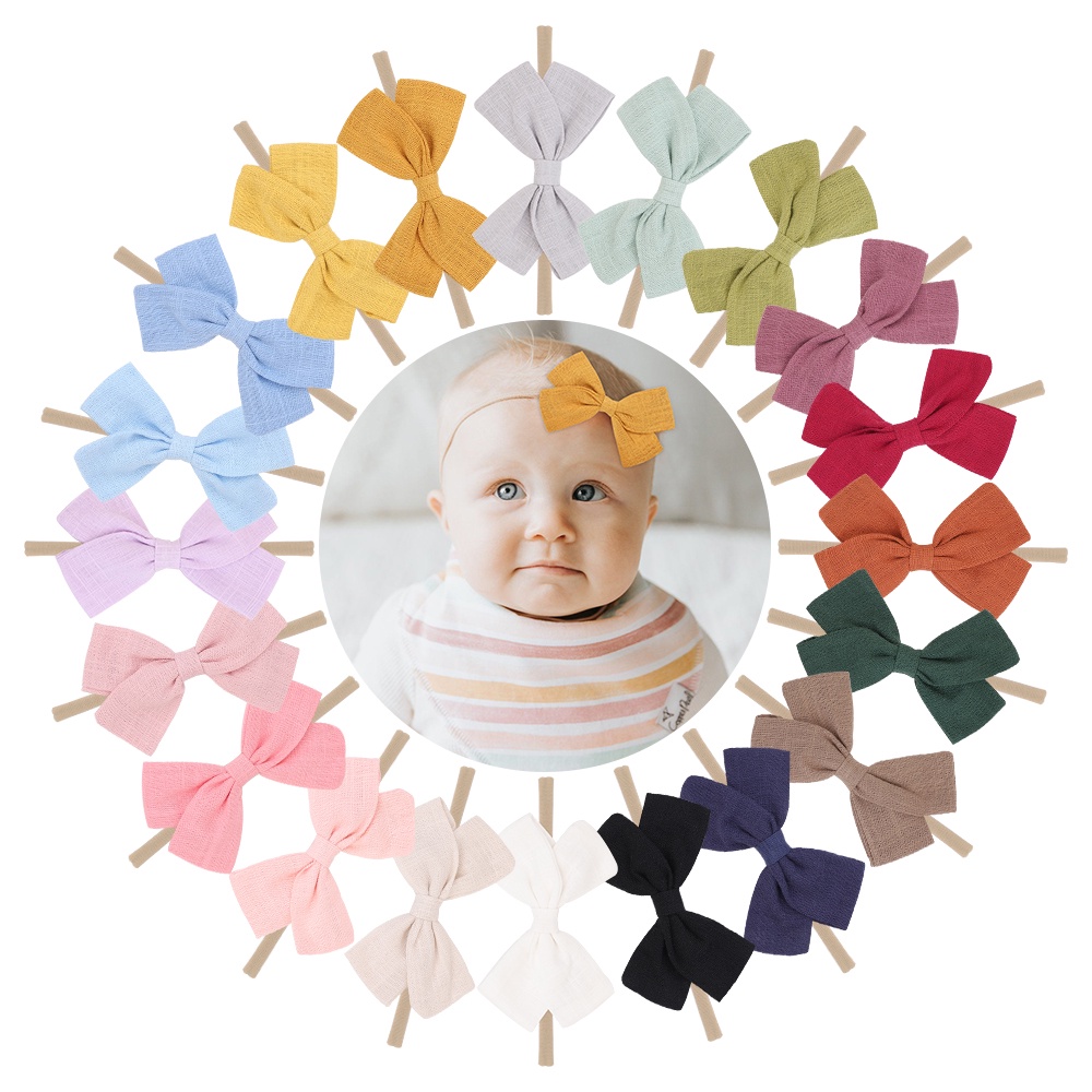 Băng đô KIDSBOWS nylon co giãn đính nơ xinh xắn cho bé gái