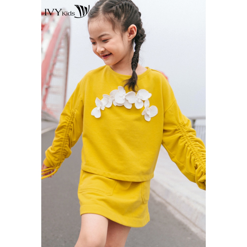 Áo thun bé gái đính hoa nổi IVY moda MS 58G1114