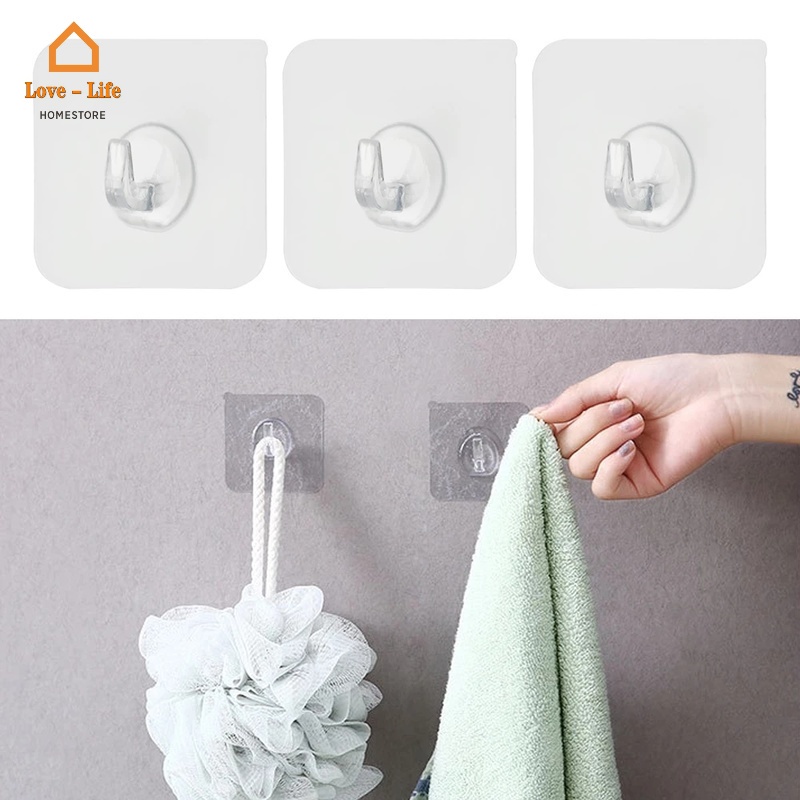 Giá Đỡ Nhựa Trong Suốt Treo Áo Khoác Gắn Tường Không Cần Khoan 5*5cm