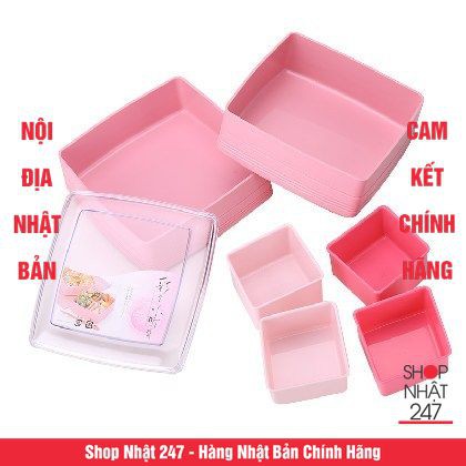 Hộp đựng cơm bento hồng 2 tầng, nhiều ngăn tiện lợi - Nội địa Nhật Bản