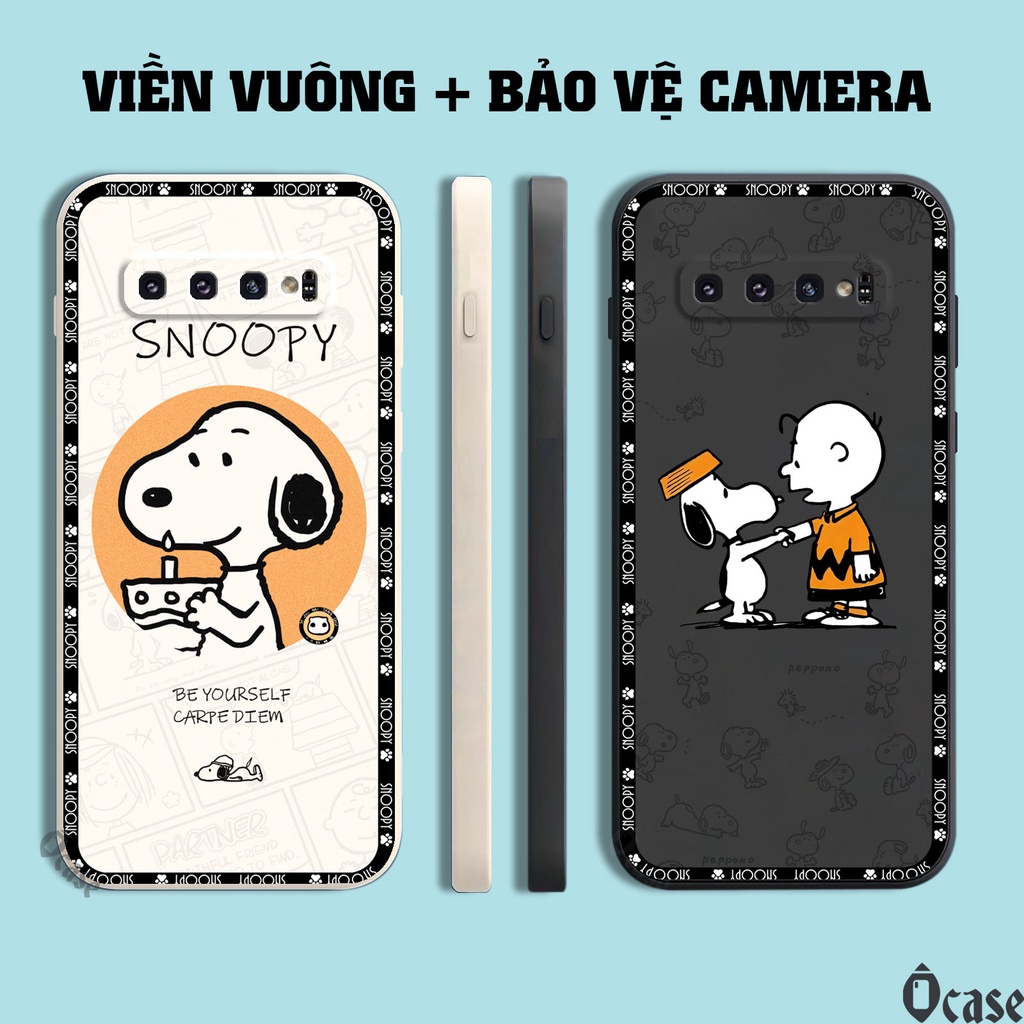 Ốp lưng Samsung S10 / S10 Plus in hình chú chó dễ thương cạnh viền vuông có bảo vệ camera