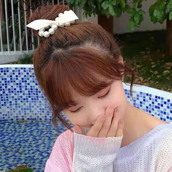 Dây cột tóc nơ đính hạt trai phong cách hàn quốc mới