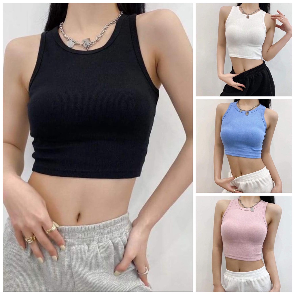 Áo Croptop Sát Lách Nữ Kiểu Dáng Ôm Body Chất Liệu Len Tăm Thoáng Mát (4 Màu Có Bigsize)