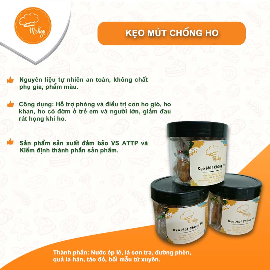 KẸO MÚT CHỐNG HO NƯỚC ÉP LÊ - 15 chiếc/ hộp