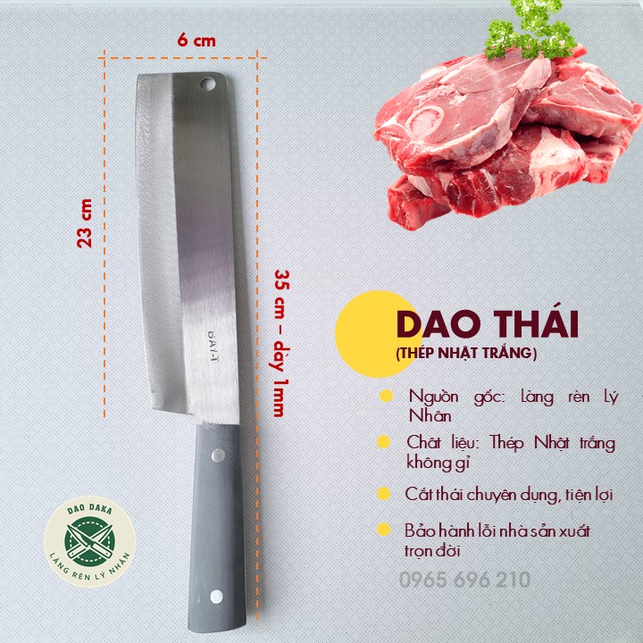 [Dao DAKA - Lý Nhân] Dao nhà bếp chuyên thái thịt - Thép Nhật trắng không gỉ - Chuôi nhựa