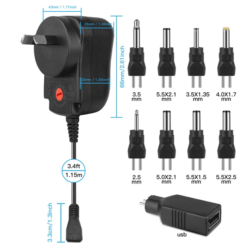 Bộ sạc chuyển đổi nguồn điện 12w 3v 4.5v 5v 6v 7.5v 9v 12v Ac Dc chuyên dụng cho máy quay an ninh CCTV