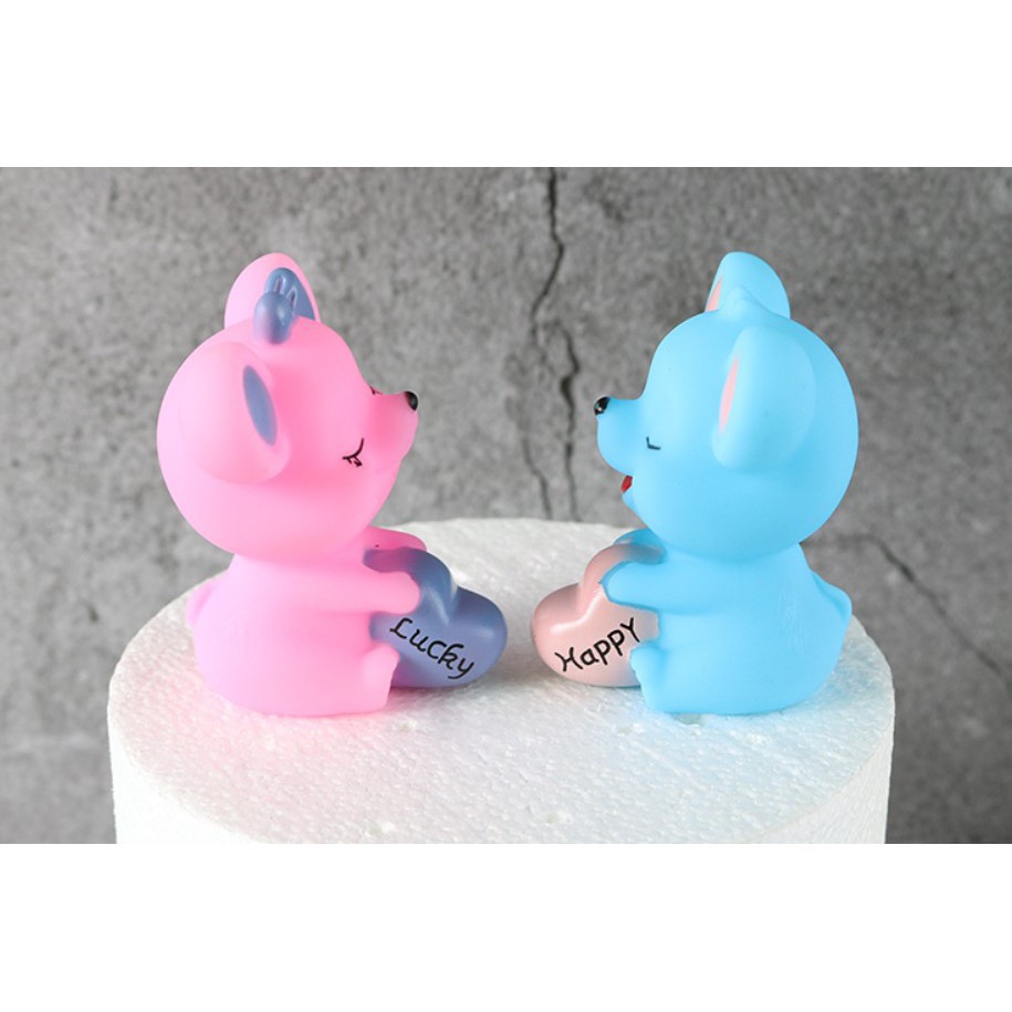 con vật trang trí bánh kem [FREESHIP] cặp chuột Lucky - Happy