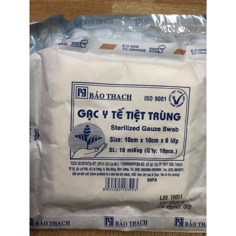 Gạc y tế tiệt trùng bảo thạch 10x10