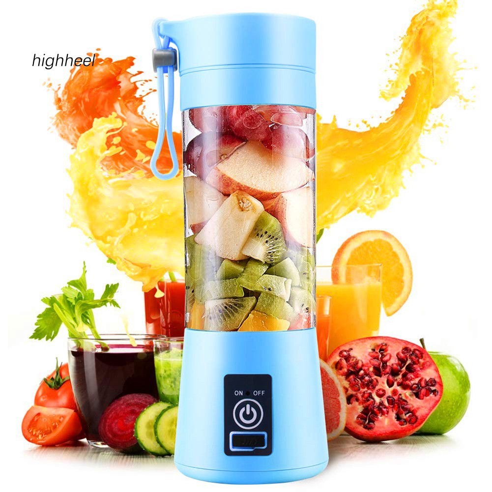 【HHEL】Portable Home USB Rechargeable 4-Blade Electric Fruit Extractor Juice Blender