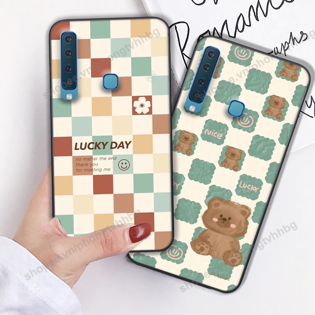 Ốp lưng Samsung A7 2018 / A9 2018 in mẫu gấu bo viền , smile mặt cười cực cute đẹp