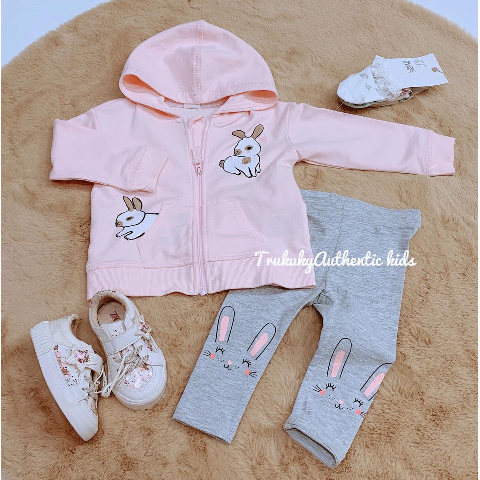 Áo khoác hoodie hồng thỏ HM H&amp;M sz 6m-4y_hàng chính hãng Mỹ