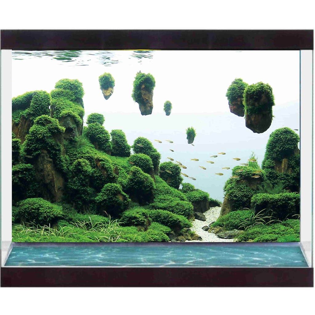 Decal Có Sẵn Keo - Hồ Thủy Sinh Phong Cảnh Suối Thác - Decal Sài Gòn