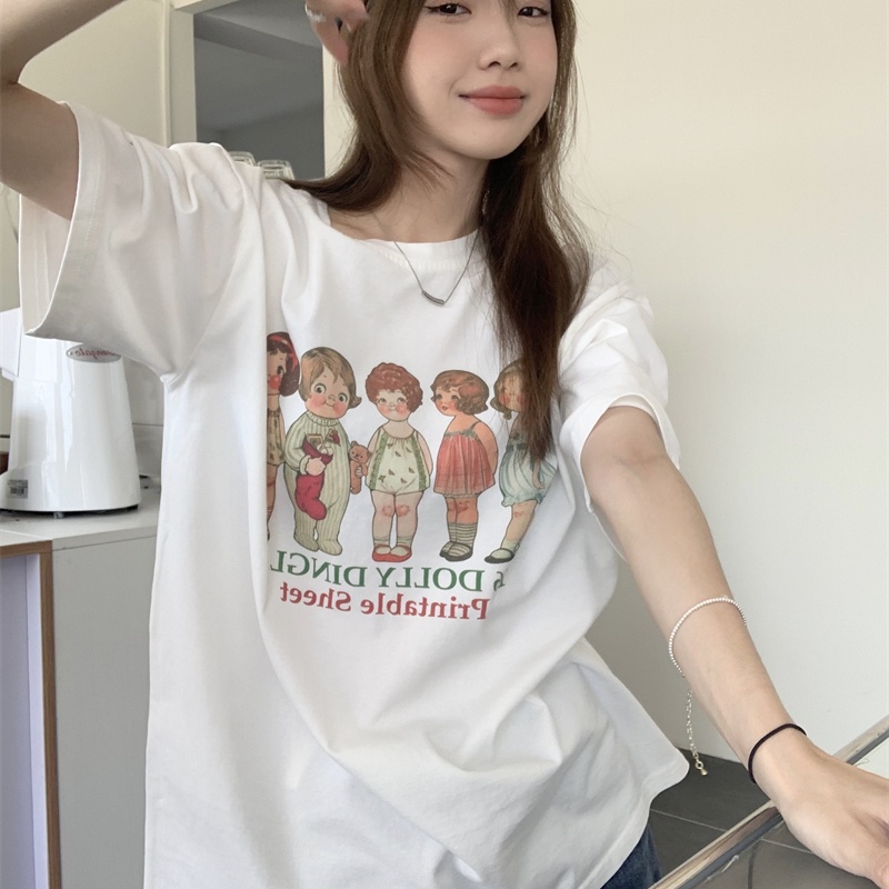 NRVP Áo thun nữ ngắn tay in chữ phong cách Hàn Quốc